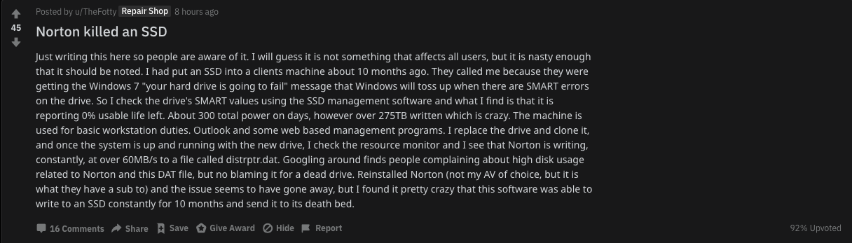 I recently saw a list where Norton came 2nd as 2019 best antivirus