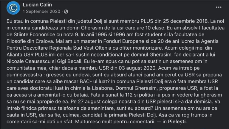 USR, un partid de valori