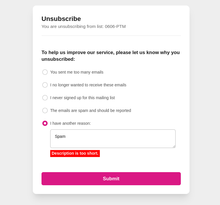 Description is too short